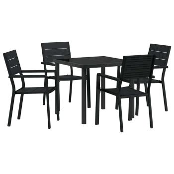 5-teilige Garten Essgruppe Schwarz HDPE