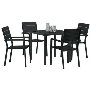 5-teilige Garten Essgruppe Schwarz HDPE