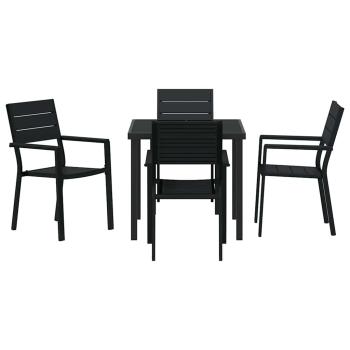 5-teilige Garten Essgruppe Schwarz HDPE