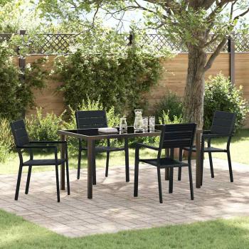 ARDEBO.de - 5-teilige Garten Essgruppe Schwarz HDPE