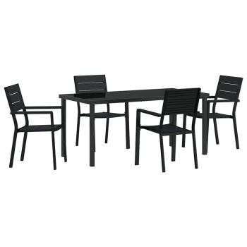 5-teilige Garten Essgruppe Schwarz HDPE