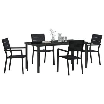 5-teilige Garten Essgruppe Schwarz HDPE