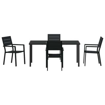 5-teilige Garten Essgruppe Schwarz HDPE