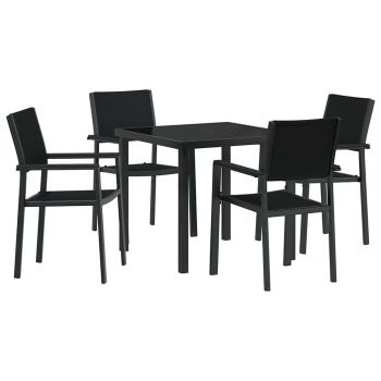 5-teiliges Garten-Ess-Set Schwarz Poly Rattan