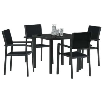5-teiliges Garten-Ess-Set Schwarz Poly Rattan