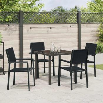 5-teiliges Garten-Ess-Set Schwarz Poly Rattan