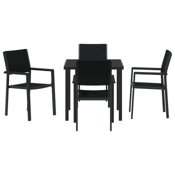 5-teiliges Garten-Ess-Set Schwarz Poly Rattan