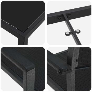 7-teiliges Garten-Ess-Set Schwarz Poly Rattan