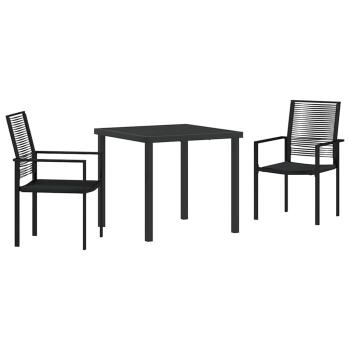 3-teiliges Garten-Essset Schwarz PVC-Rattan