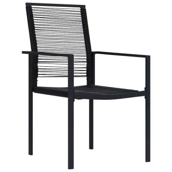 3-teiliges Garten-Essset Schwarz PVC-Rattan