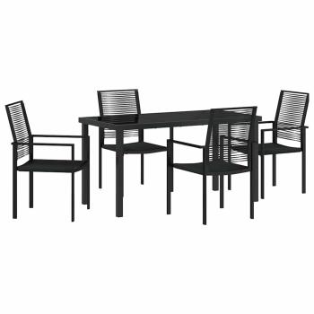 5-teiliges Garten-Esszimmer-Set Schwarz PVC-Rattan