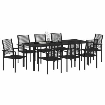 9-teiliges Garten-Esszimmer-Set Schwarzes PVC-Rattan