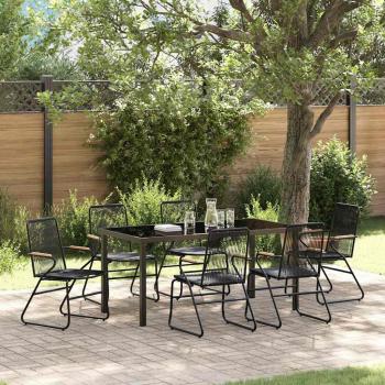 ARDEBO.de - 7-teiliges Garten Essbereich Set Schwarz PVC Rattan