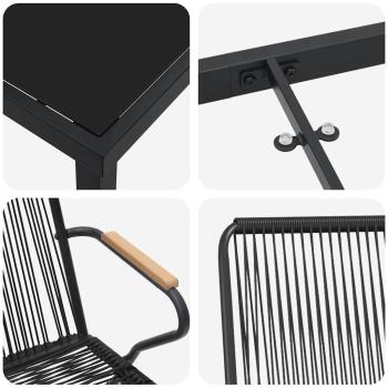 7-teiliges Garten Essbereich Set Schwarz PVC Rattan