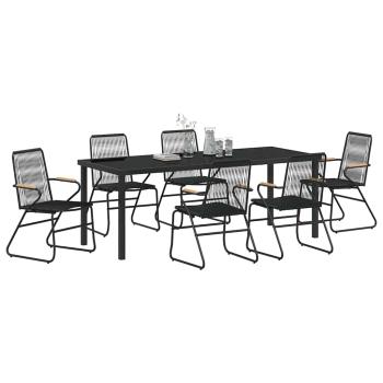 Garten Essgruppe 7 stk. Schwarz Pulverbeschichteter Stahl