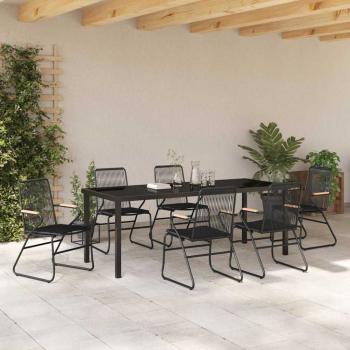 Garten Essgruppe 7 stk. Schwarz Pulverbeschichteter Stahl