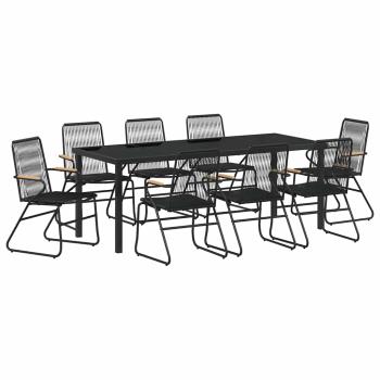 Garten Essgruppe 9 stk. Schwarz Pulverbeschichteter Stahl