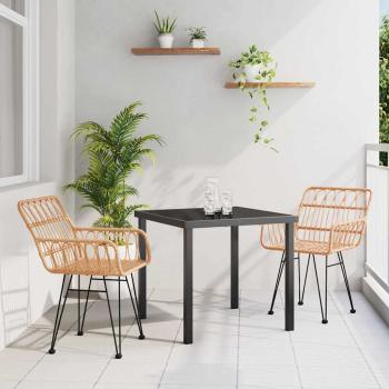 ARDEBO.de - 3-teiliges Garten-Essset Braun Poly Rattan