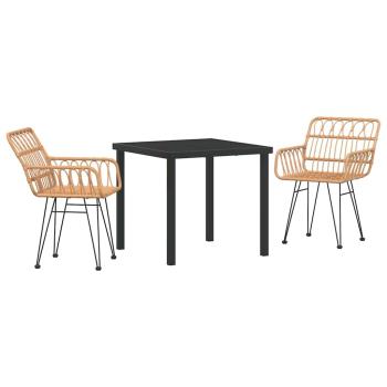 3-teiliges Garten-Essset Braun Poly Rattan