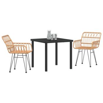 3-teiliges Garten-Essset Braun Poly Rattan