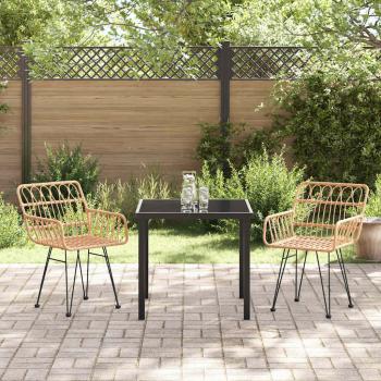 3-teiliges Garten-Essset Braun Poly Rattan