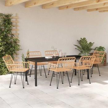 Garten Essgruppe 7 stk. Braun Pulverbeschichteter Stahl