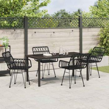 ARDEBO.de - 5-teilige Garten-Essgruppe Schwarz Poly Rattan