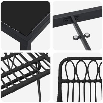 7-teiliges Garten-Essset Schwarz Poly Rattan