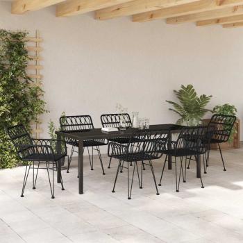 Garten Essgruppe 7 stk. Schwarz Pulverbeschichteter Stahl