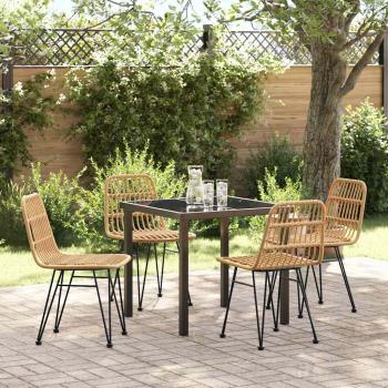 ARDEBO.de - 5-teiliges Garten-Ess-Set Brauner Poly Rattan