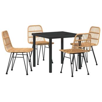 5-teiliges Garten-Ess-Set Brauner Poly Rattan
