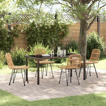 ARDEBO.de - 5-teiliges Garten-Essgruppe Braun Poly Rattan