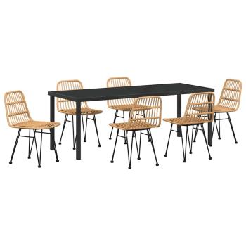 Garten Essgruppe 7 stk. Braun Pulverbeschichteter Stahl