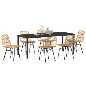 Garten Essgruppe 7 stk. Braun Pulverbeschichteter Stahl