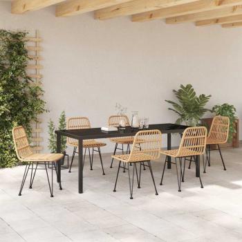 Garten Essgruppe 7 stk. Braun Pulverbeschichteter Stahl