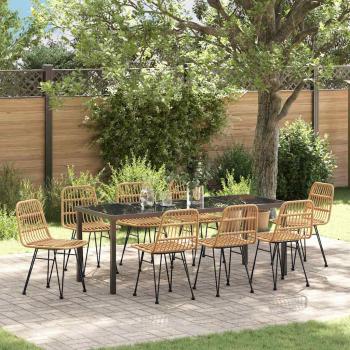 ARDEBO.de - Garten Essgruppe 9 stk. Braun Pulverbeschichteter Stahl