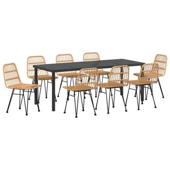 Garten Essgruppe 9 stk. Braun Pulverbeschichteter Stahl