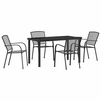5-teiliges Garten-Esszimmer-Set Anthrazit Stahl