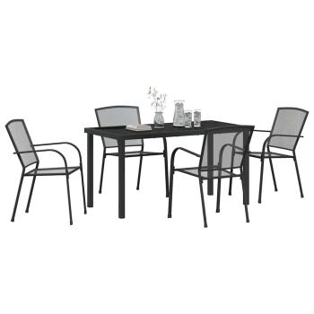 5-teiliges Garten-Esszimmer-Set Anthrazit Stahl