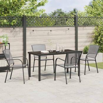 5-teiliges Garten-Esszimmer-Set Anthrazit Stahl