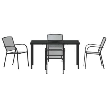 5-teiliges Garten-Esszimmer-Set Anthrazit Stahl