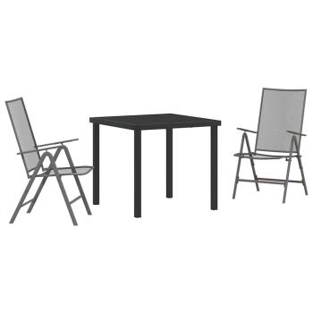 3-teiliges Garten-Esszimmer-Set Anthrazit Stahl