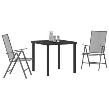 3-teiliges Garten-Esszimmer-Set Anthrazit Stahl