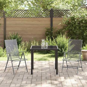 3-teiliges Garten-Esszimmer-Set Anthrazit Stahl