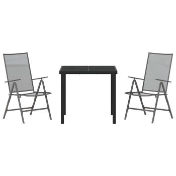 3-teiliges Garten-Esszimmer-Set Anthrazit Stahl