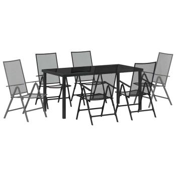7-teiliges Gartentisch-Set Anthrazit Stahl