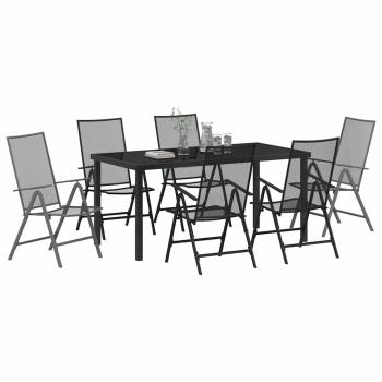 7-teiliges Gartentisch-Set Anthrazit Stahl