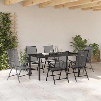 7-teiliges Gartentisch-Set Anthrazit Stahl
