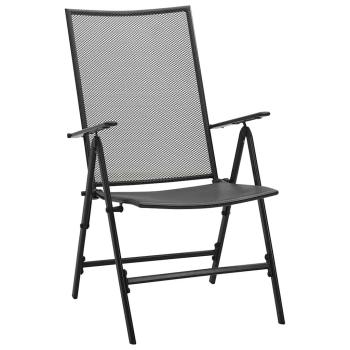 7-teiliges Gartentisch-Set Anthrazit Stahl