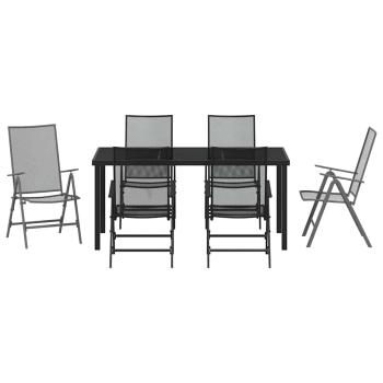 7-teiliges Gartentisch-Set Anthrazit Stahl